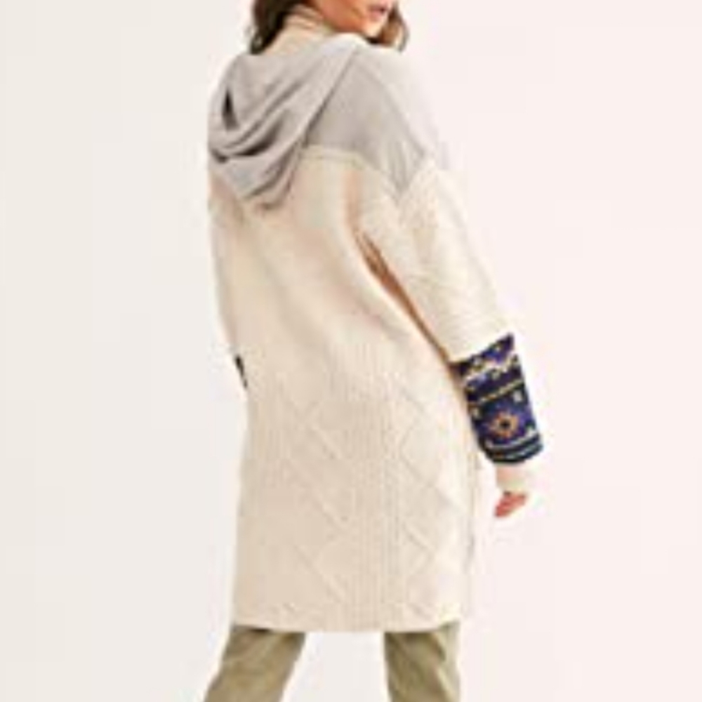Free People Sweater Coat Capture The Moment Heavy Weight Chunky Knit Sm & Md NWT - Picture 7 of 15